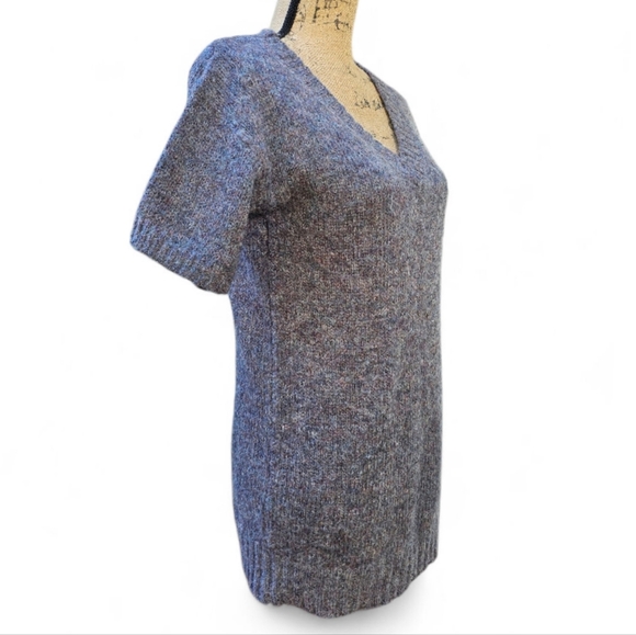 J. Crew Gray Short-Sleeved V-Neck Mohair and Wool Blend Sweater, Size S - Picture 2 of 5